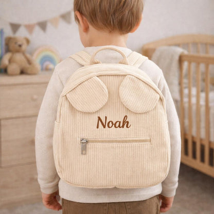 Personalisierter Cord-Teddybär-Rucksack, Vorschultasche für Kinder