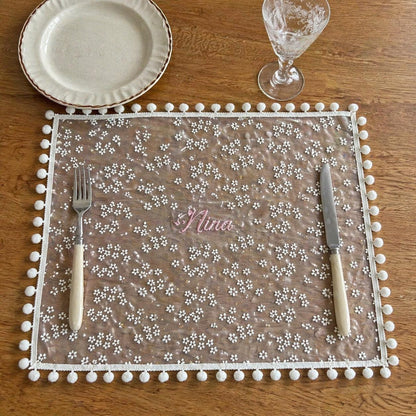 Personalisierte Spitze Platzset, bestickter Name, Vintage Tischdeko, Hochzeitsgeschenk