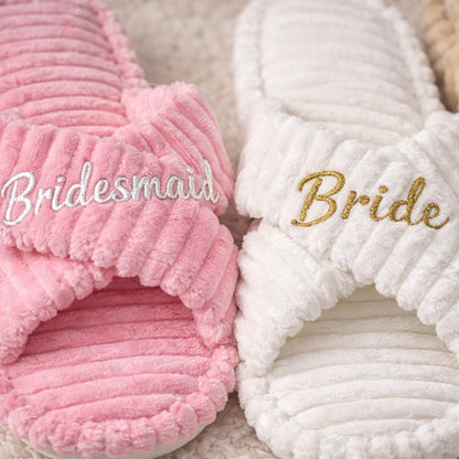 Cord-Kreuzband-Hausschuhe, gemütliche Indoor-Sandalen, Brautjungfergeschenk