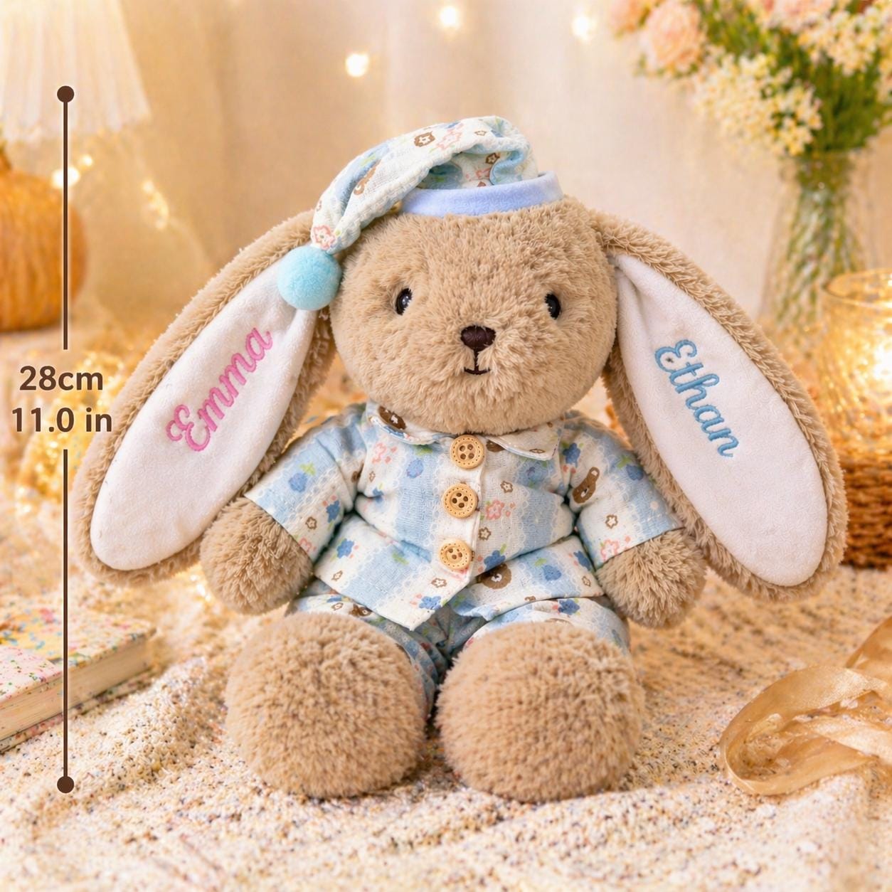 Personalized Bunny Plush Toy, Custom Embroidered Stuffed Rabbit, Personalized Bunny Doll, Baby Shower Gift, Newborn Keepsake