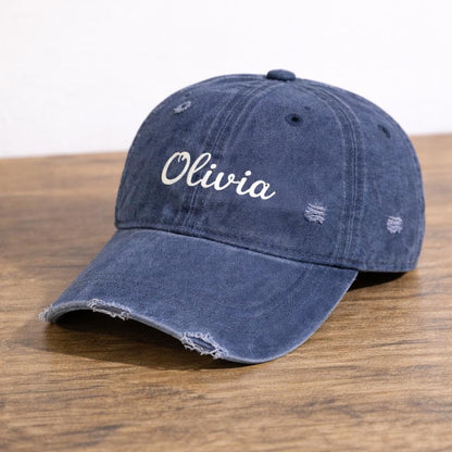 Personalized Embroidered Baseball Cap - Vintage Distressed Style