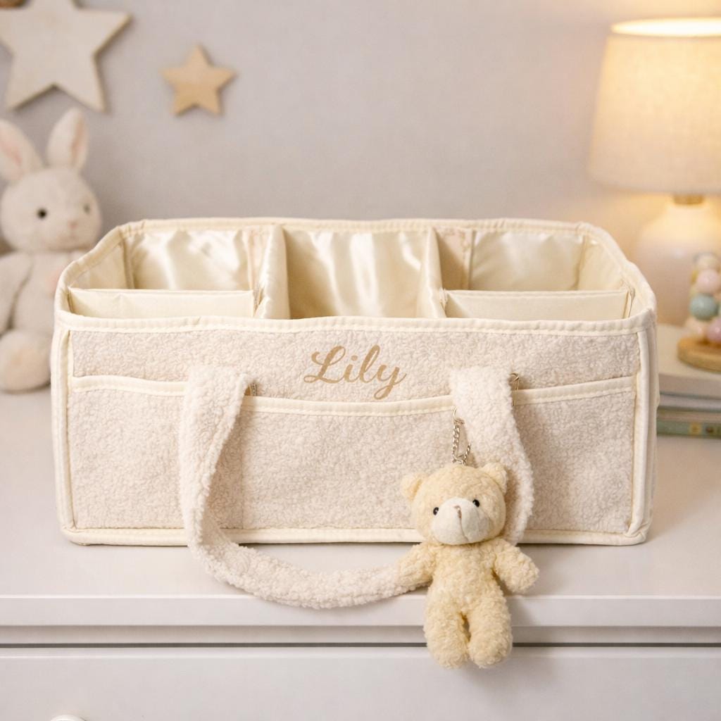 Personalized Baby Diaper Caddy | Custom Embroidered Nursery Organizer