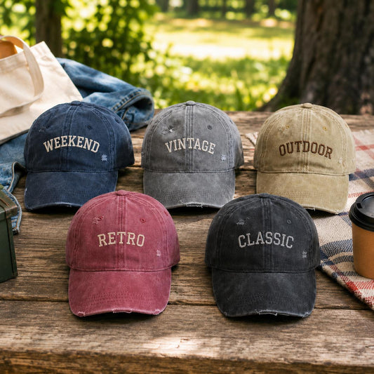 Personalisierte bestickte Baseballkappe – Used-Look im Vintage-Stil