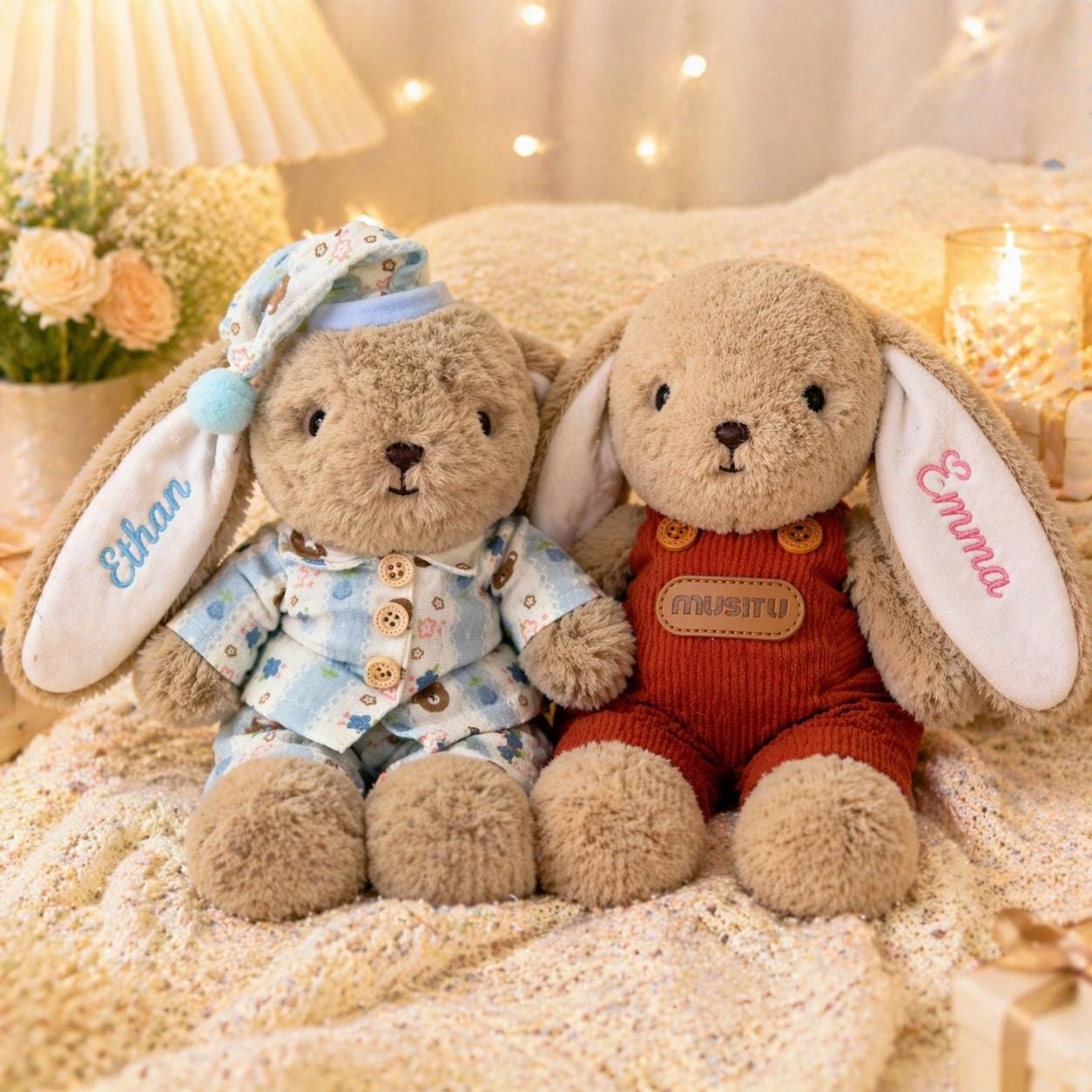 Personalized Bunny Plush Toy, Custom Embroidered Stuffed Rabbit, Personalized Bunny Doll, Baby Shower Gift, Newborn Keepsake