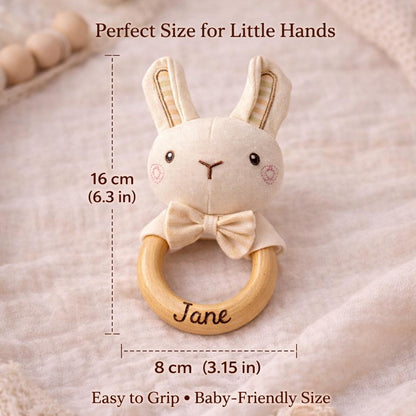 Personalized Baby Teether Toy, Wooden Baby Rattle, Custom Name Teething Ring, Newborn Gift，Rattle as a gift for a newborn