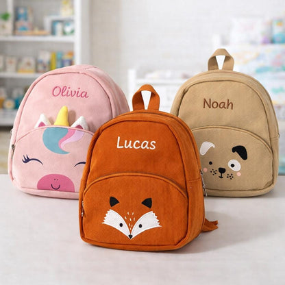 Personalized Kids Backpack, Custom Embroidered Preschool Bag, Toddler Animal Backpack, Daycare School Bag, Birthday Gift for Kids