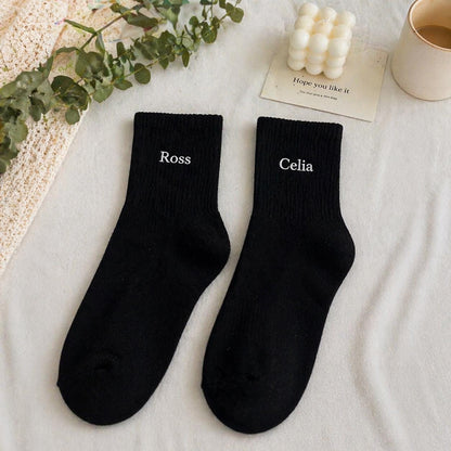 Personalized Embroidered Socks, Custom Name Crew Socks, Gift for Him, Gift for Her, Couples Gift, Bridesmaid Gift