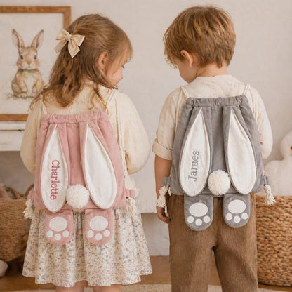 Personalized Bunny Backpack | Custom Name Rabbit Ears Drawstring Bag
