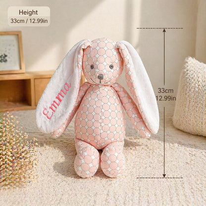 Personalized Bunny Plush Toy, Custom Embroidered Rabbit Stuffed Animal, Baby Shower Gift, Newborn Keepsake, Birthday Gift for Kids