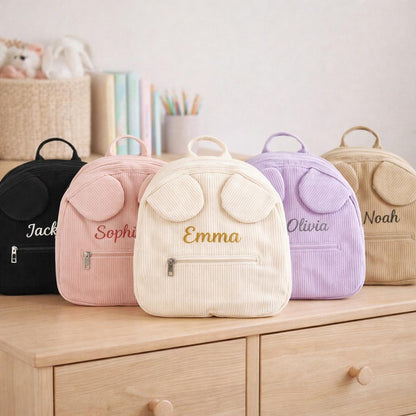 Personalisierter Cord-Teddybär-Rucksack, Vorschultasche für Kinder