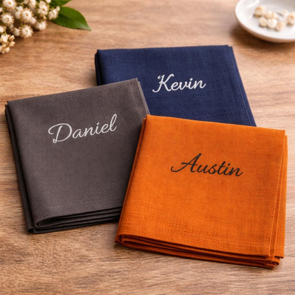 Personalized Linen Handkerchief, Custom Embroidered Wedding Gift, Monogrammed Tears Keepsake
