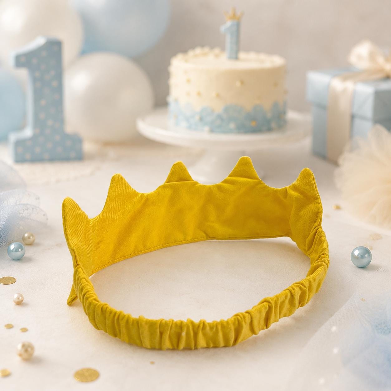 Personalized Baby Crown Headband, Custom Embroidered Birthday Crown, 1st Birthday Cake Smash Crown, Toddler Princess Prince Party Headband