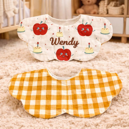 Personalisiertes besticktes Baumwoll-Babylätzchen, Welpen-Tomaten-Design, Sabberlätzchen für Neugeborene