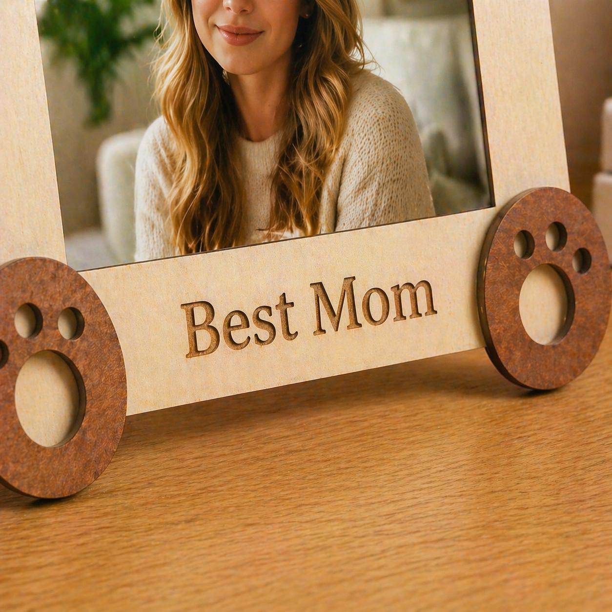 Personalized Wooden Animal Photo Frame, Nursery Decor, Custom Engraved Name Keepsake