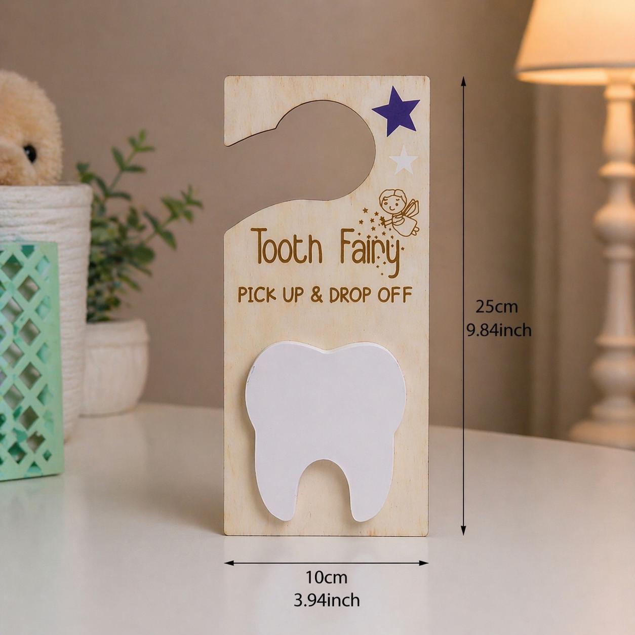 Personalized Tooth Fairy Hanger, Wooden Sign with Pouch, Kids Holder