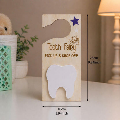 Personalized Tooth Fairy Hanger, Wooden Sign with Pouch, Kids Holder