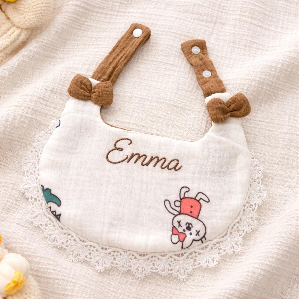 Personalisiertes besticktes Mull-Baby-Lätzchen, weiches Baumwoll-Spucktuch, Neugeborenen-Geschenk