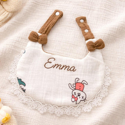 Personalisiertes besticktes Mull-Baby-Lätzchen, weiches Baumwoll-Spucktuch, Neugeborenen-Geschenk