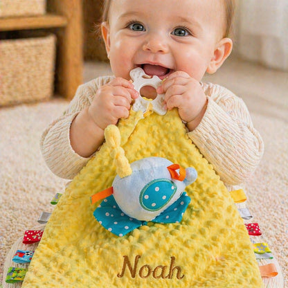Personalized baby comfort blankets, soft comfort blankets, baby teething toys, custom embroidered comfort blankets, newborn gifts