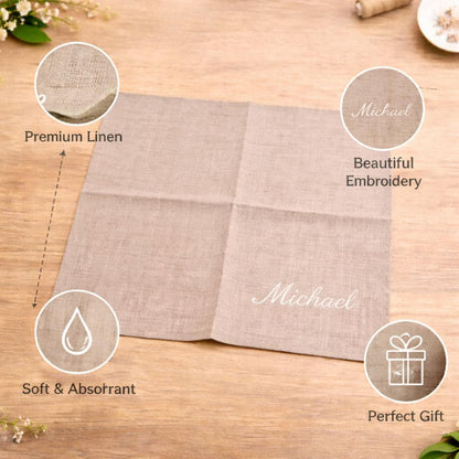 Personalized Linen Handkerchief, Custom Embroidered Wedding Gift, Monogrammed Tears Keepsake