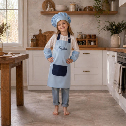 Personalized Kids Chef Set, Custom Embroidered Apron and Hat, Toddler Cooking Outfit