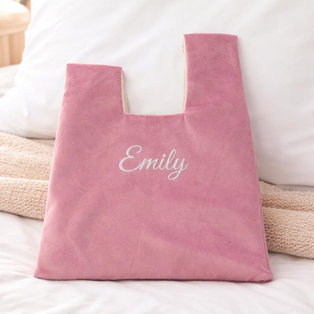 Personalized Velvet Tote Bag, Custom Embroidered Name Tote, Minimalist Shoulder Bag, Bridesmaid Gift, Gift for Her