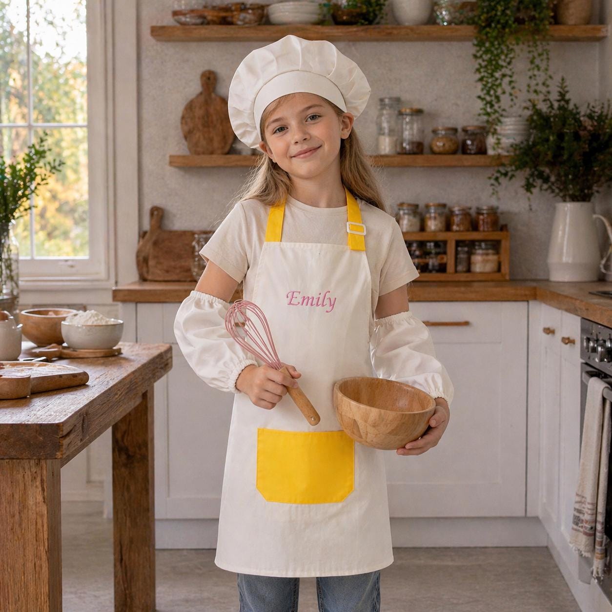 Personalized Kids Chef Set, Custom Embroidered Apron and Hat, Toddler Cooking Outfit