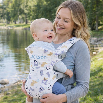 Soft Baby Carrier, Adorable Print Design, Front-Carry for Newborns to Toddlers, Embroidered Carrier Gift