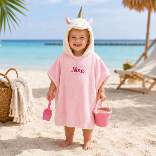 Personalisiertes Einhorn-Kapuzenhandtuch für Babys, bestickter Name