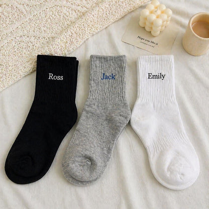 Personalized Embroidered Socks, Custom Name Crew Socks, Gift for Him, Gift for Her, Couples Gift, Bridesmaid Gift