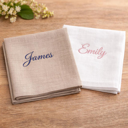 Personalized Linen Handkerchief, Custom Embroidered Wedding Gift, Monogrammed Tears Keepsake