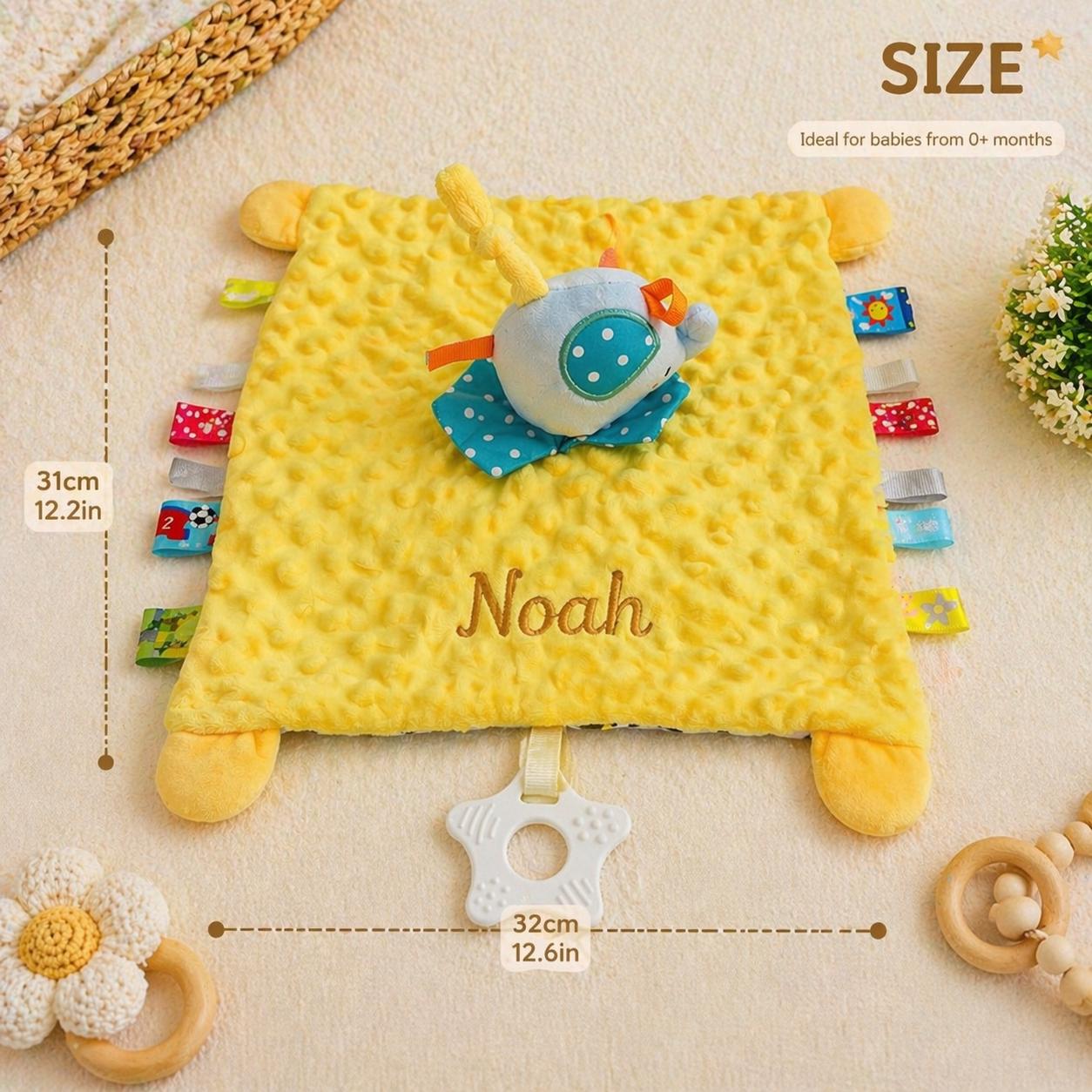 Personalized baby comfort blankets, soft comfort blankets, baby teething toys, custom embroidered comfort blankets, newborn gifts
