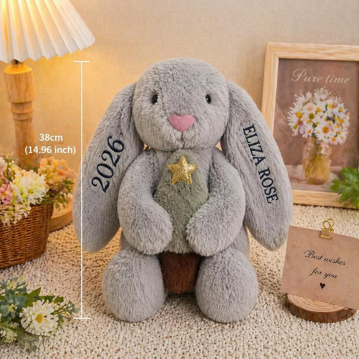 Personalized Graduation Bunny Plush, Custom Name Keepsake, Class of 2024 Embroidered Rabbit