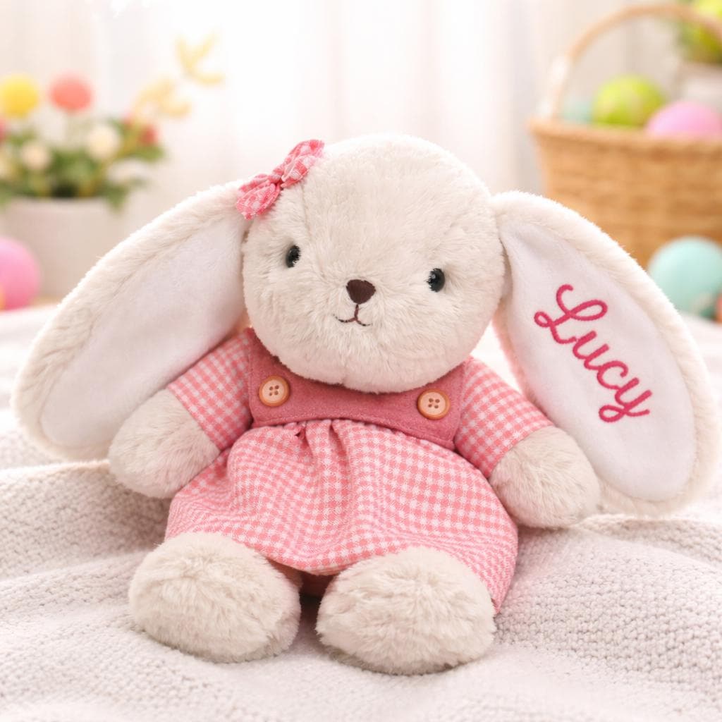 Personalized Bunny Plush Toy, Custom Embroidered Name, Soft Rabbit, Baby Gift, Nursery Decor