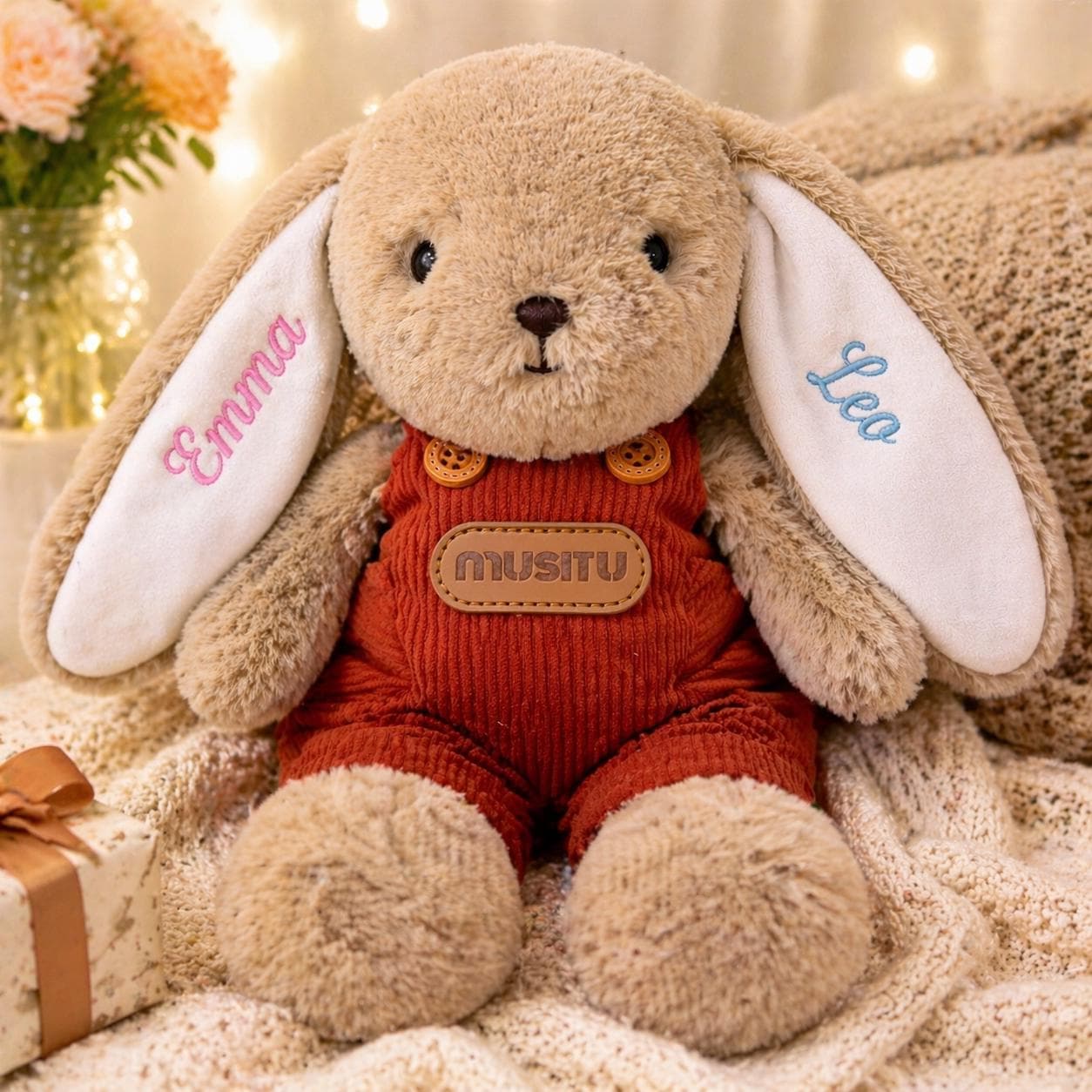 Personalized Bunny Plush Toy, Custom Embroidered Stuffed Rabbit, Personalized Bunny Doll, Baby Shower Gift, Newborn Keepsake