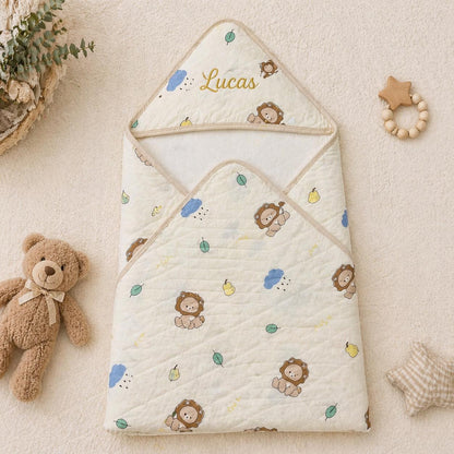 Personalized Baby Swaddle Blanket, Embroidered Name, Soft Quilted Newborn Wrap, Baby Shower Gift