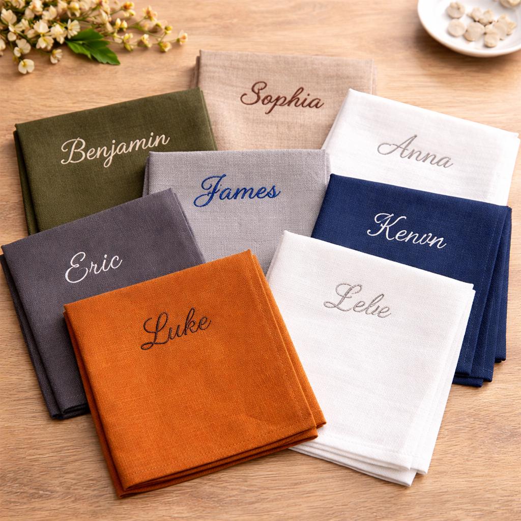 Personalized Linen Handkerchief, Custom Embroidered Wedding Gift, Monogrammed Tears Keepsake