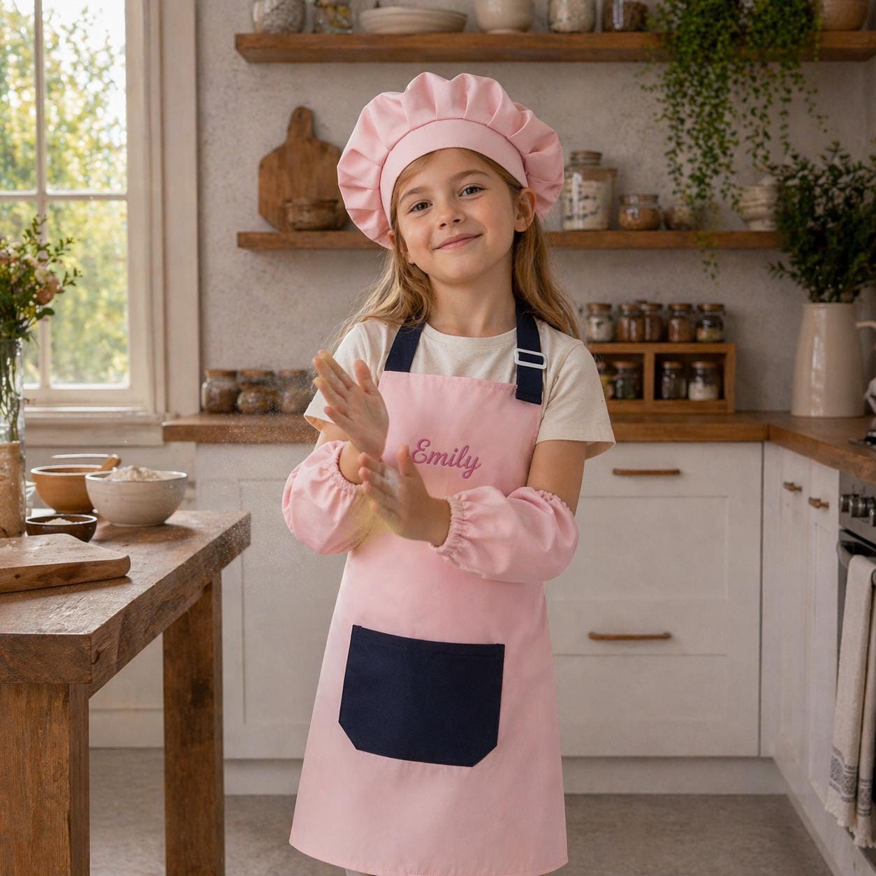 Personalized Kids Chef Set, Custom Embroidered Apron and Hat, Toddler Cooking Outfit