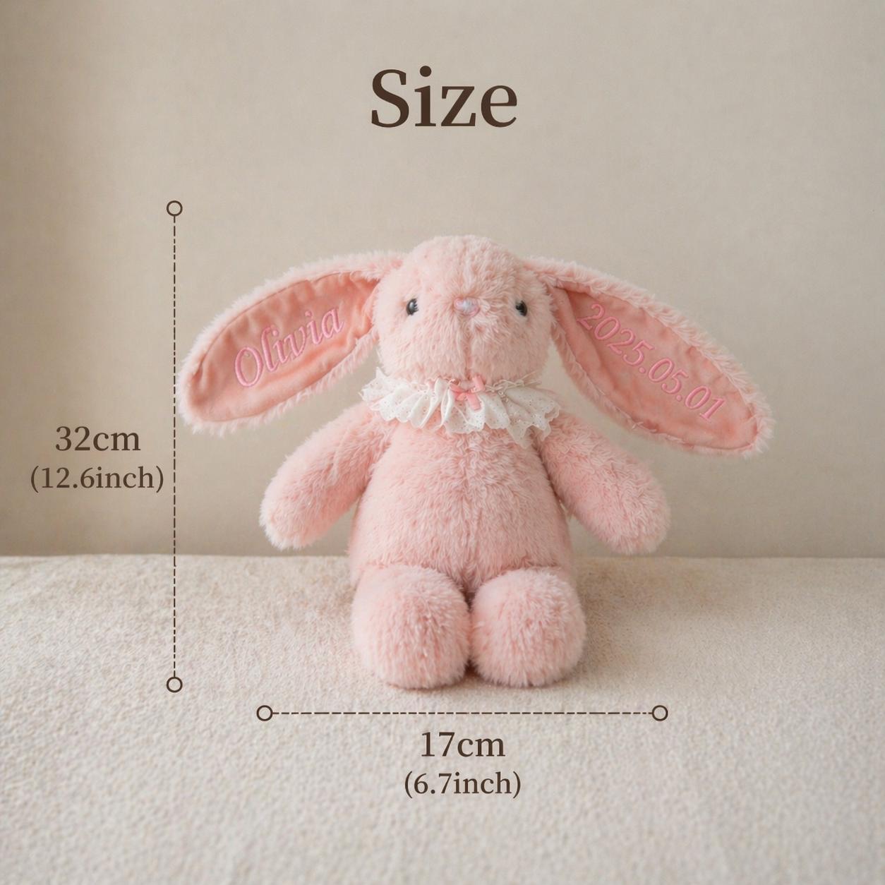Personalisiertes besticktes Häschen, individuelles Erinnerungsstück mit Namen, Babyparty-Ostergeschenk
