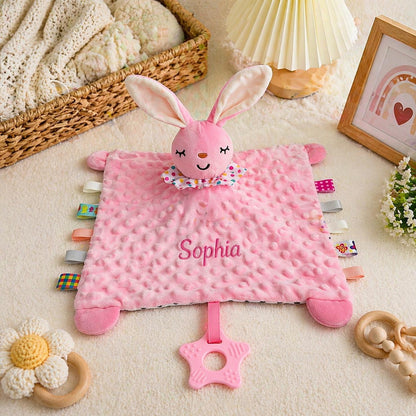 Personalized baby comfort blankets, soft comfort blankets, baby teething toys, custom embroidered comfort blankets, newborn gifts