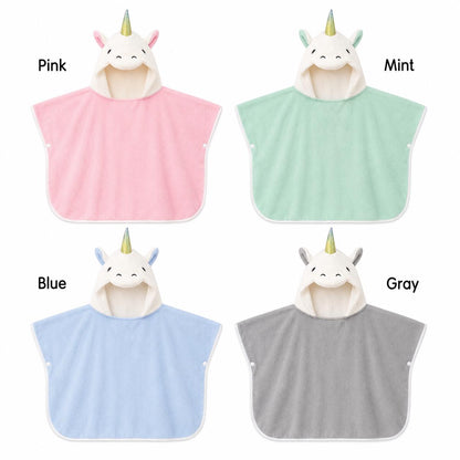Personalized Unicorn Hooded Baby Towel, Embroidered Name